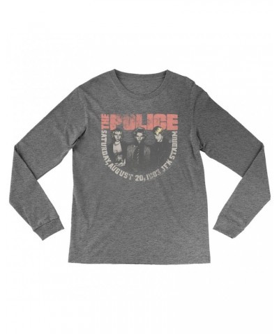 The Police Heather Long Sleeve Shirt | JFK Statium 1983 Concert Distressed Shirt $13.78 Shirts