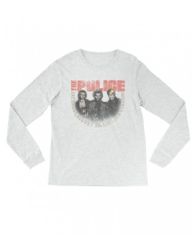 The Police Heather Long Sleeve Shirt | JFK Statium 1983 Concert Distressed Shirt $13.78 Shirts