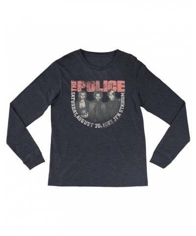 The Police Heather Long Sleeve Shirt | JFK Statium 1983 Concert Distressed Shirt $13.78 Shirts