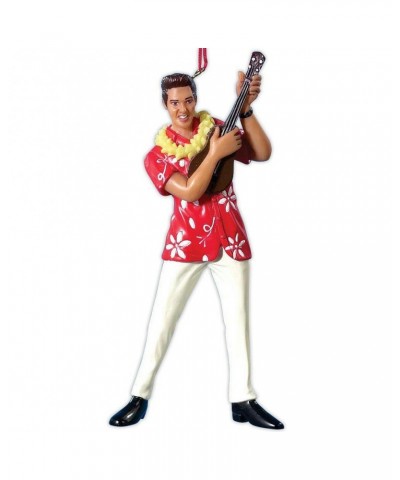 Elvis Presley Red Hawaiian Shirt with Ukulele Ornament $5.58 Shirts