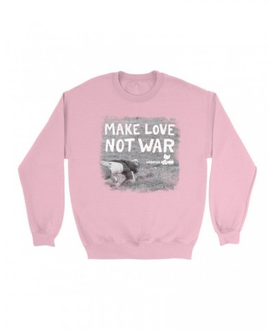 Woodstock Bright Colored Sweatshirt | Make Love Not War Famous Image Distressed Sweatshirt $14.68 Sweatshirts