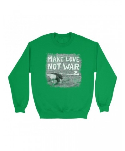 Woodstock Bright Colored Sweatshirt | Make Love Not War Famous Image Distressed Sweatshirt $14.68 Sweatshirts