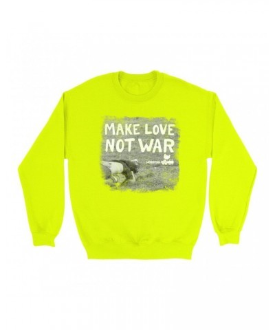 Woodstock Bright Colored Sweatshirt | Make Love Not War Famous Image Distressed Sweatshirt $14.68 Sweatshirts