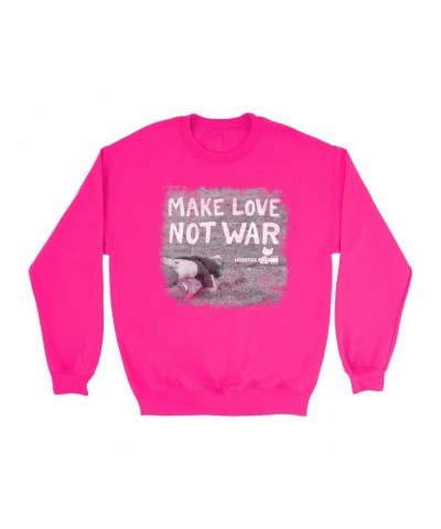 Woodstock Bright Colored Sweatshirt | Make Love Not War Famous Image Distressed Sweatshirt $14.68 Sweatshirts