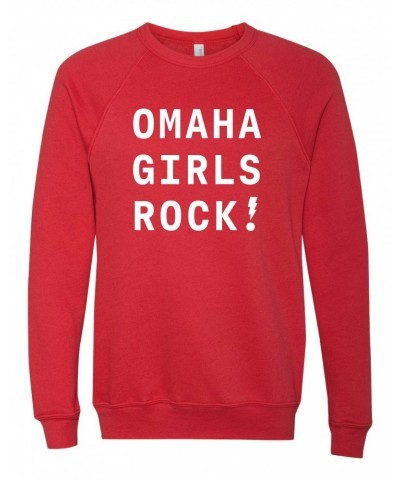 Bright Eyes Omaha Girls Rock | Exclamation Crewneck Sweatshirt - Red $23.50 Sweatshirts