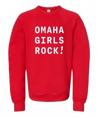 Bright Eyes Omaha Girls Rock | Exclamation Crewneck Sweatshirt - Red $23.50 Sweatshirts