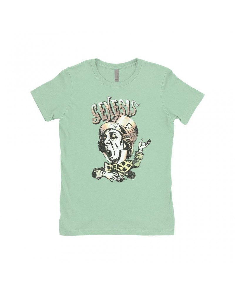 Genesis Ladies' Boyfriend T-Shirt | Metallic Mad Hatter Image Shirt $11.73 Shirts