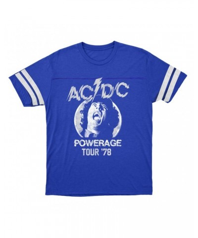 AC/DC T-Shirt | 1978 Powerage Tour Image Distressed Football Shirt $10.21 Shirts