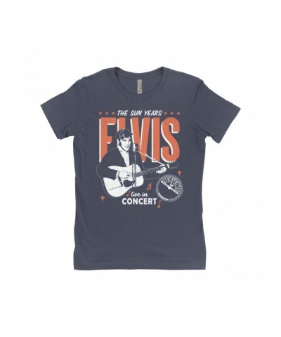 Elvis Presley Sun Records Ladies' Boyfriend T-Shirt | The Sun Years Live In Concert Sun Records Shirt $8.98 Shirts