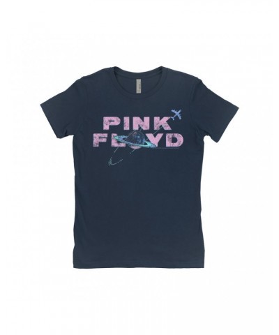 Pink Floyd Ladies' Boyfriend T-Shirt | Pastel Orbit Logo Distressed Shirt $11.23 Shirts