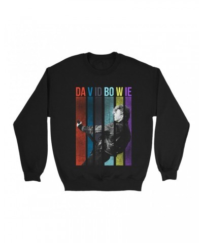 David Bowie Sweatshirt | Colorful Bowie With Guitar Design Sweatshirt $11.53 Sweatshirts