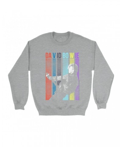 David Bowie Sweatshirt | Colorful Bowie With Guitar Design Sweatshirt $11.53 Sweatshirts