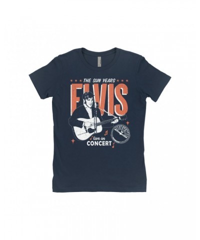 Elvis Presley Sun Records Ladies' Boyfriend T-Shirt | The Sun Years Live In Concert Sun Records Shirt $8.98 Shirts