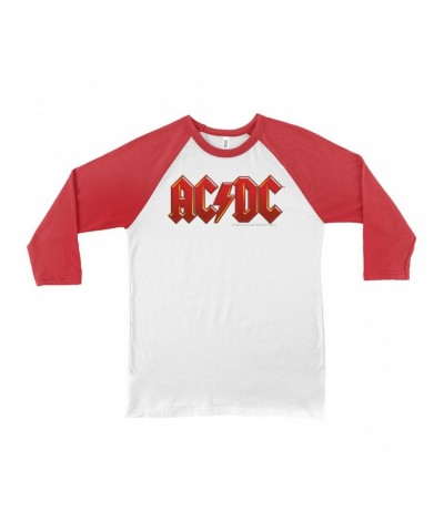 AC/DC 3/4 Sleeve Baseball Tee | Classic Red and Yellow Logo Shirt $8.99 Shirts