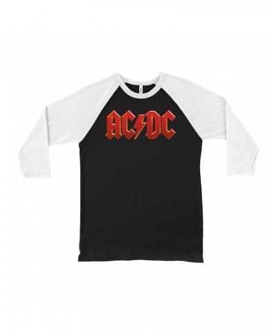 AC/DC 3/4 Sleeve Baseball Tee | Classic Red and Yellow Logo Shirt $8.99 Shirts