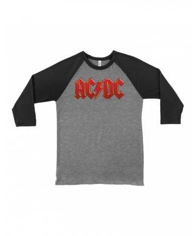 AC/DC 3/4 Sleeve Baseball Tee | Classic Red and Yellow Logo Shirt $8.99 Shirts