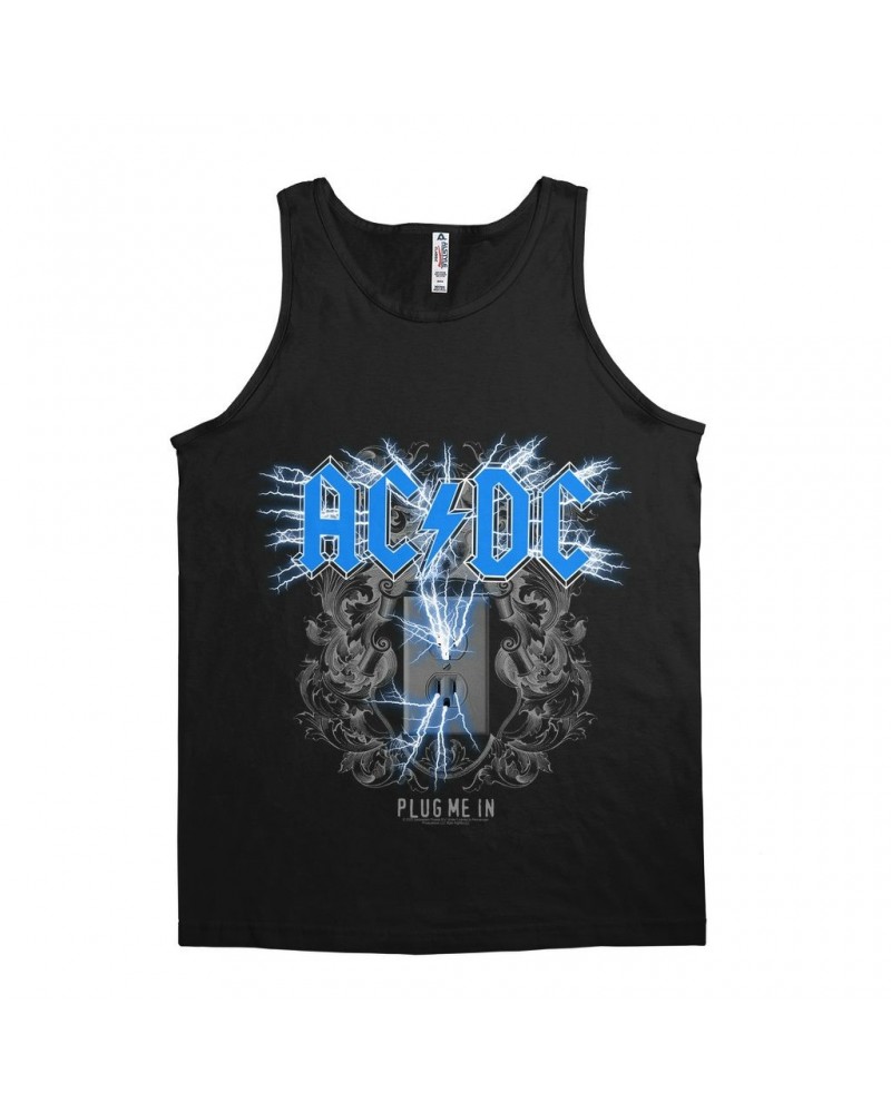 AC/DC Unisex Tank Top | Plug Me In Blue Shirt $10.98 Shirts