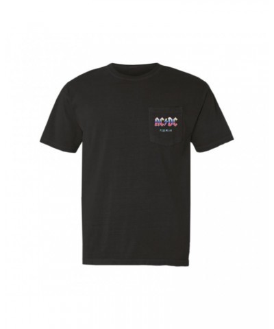 AC/DC T-Shirt | Plug Me In Pastel Design Pocket T-shirt $11.68 Shirts