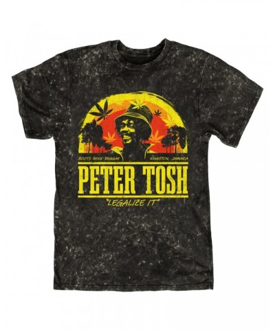 Peter Tosh T-shirt | Roots Reggae Rock Sunset Distressed Mineral Wash Shirt $9.58 Shirts