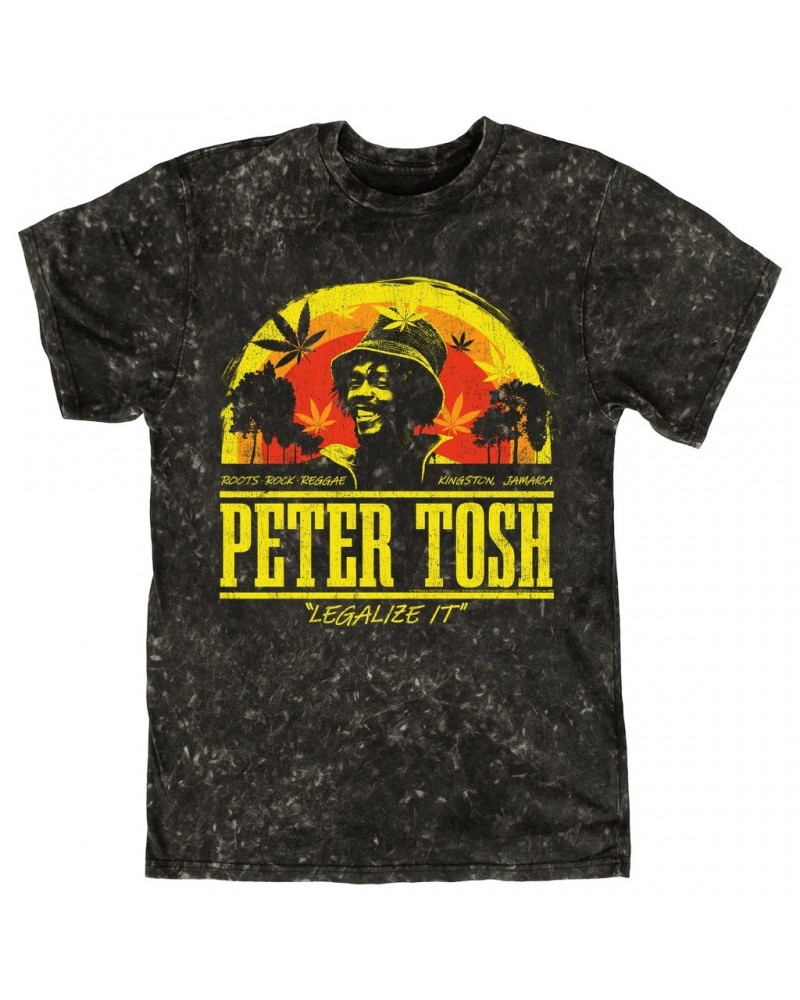 Peter Tosh T-shirt | Roots Reggae Rock Sunset Distressed Mineral Wash Shirt $9.58 Shirts