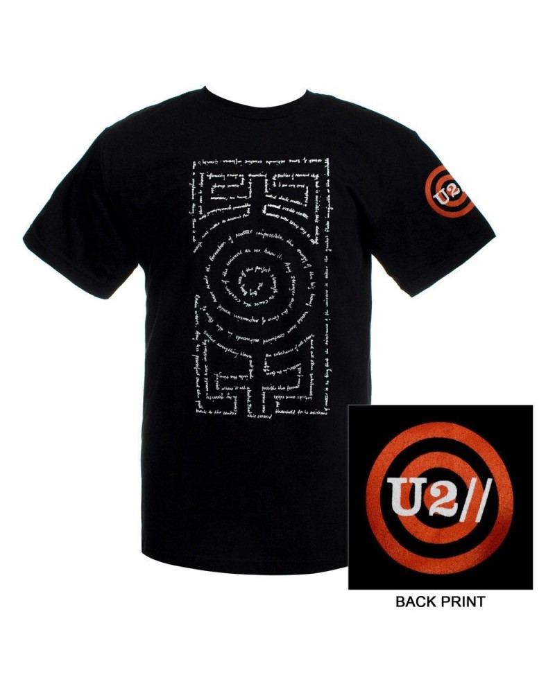 U2 om Black Word Maze T-shirt $7.05 Shirts