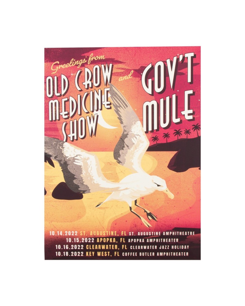 Gov't Mule & Old Crow Medicine Show - 2022 Florida Tour Poster $19.60 Decor