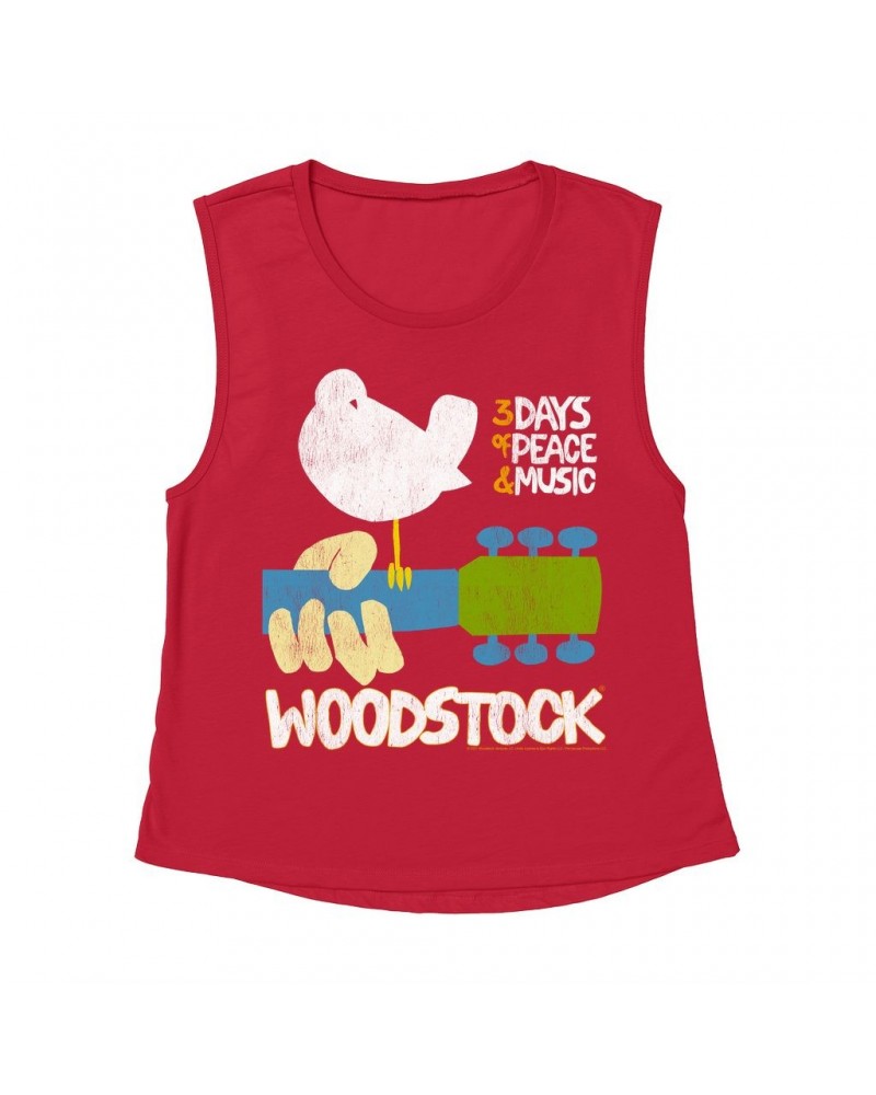 Woodstock Ladies' Muscle Tank Top | 3 Days Of Peace And Music Shirt $13.51 Shirts