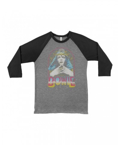 David Bowie 3/4 Sleeve Baseball Tee | Bowie Sphinx Distressed Shirt $10.78 Shirts