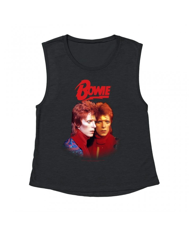 David Bowie Ladies' Muscle Tank Top | Bowie New York City Shirt $14.17 Shirts