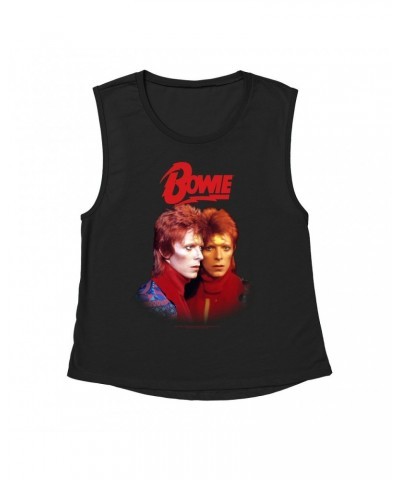 David Bowie Ladies' Muscle Tank Top | Bowie New York City Shirt $14.17 Shirts