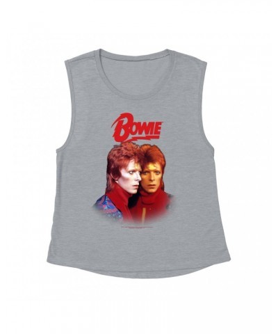 David Bowie Ladies' Muscle Tank Top | Bowie New York City Shirt $14.17 Shirts