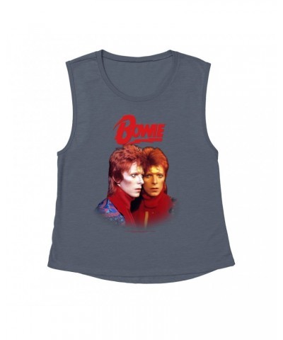 David Bowie Ladies' Muscle Tank Top | Bowie New York City Shirt $14.17 Shirts