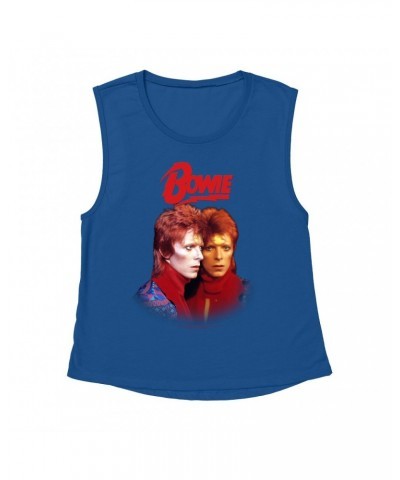 David Bowie Ladies' Muscle Tank Top | Bowie New York City Shirt $14.17 Shirts