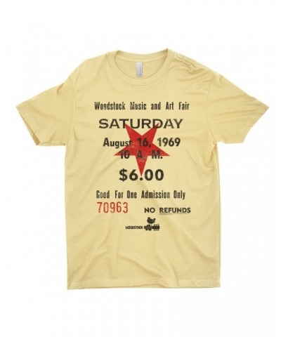 Woodstock T-Shirt | Music And Art Fair Ticket Stub Design Shirt $10.73 Shirts