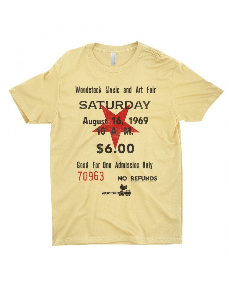 Woodstock T-Shirt | Music And Art Fair Ticket Stub Design Shirt $10.73 Shirts