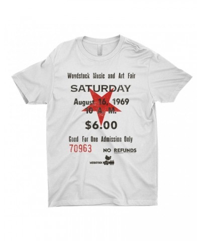 Woodstock T-Shirt | Music And Art Fair Ticket Stub Design Shirt $10.73 Shirts