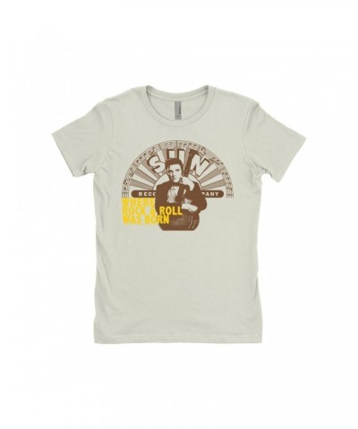 Elvis Presley Ladies' Boyfriend T-Shirt | Where Rock N' Roll Began Yellow Distressed Shirt $12.48 Shirts