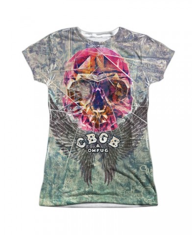 Cbgb Junior's T Shirt | GRAFFITI SKULL (FRONT/BACK PRINT) Sublimated Tee $10.36 Shirts